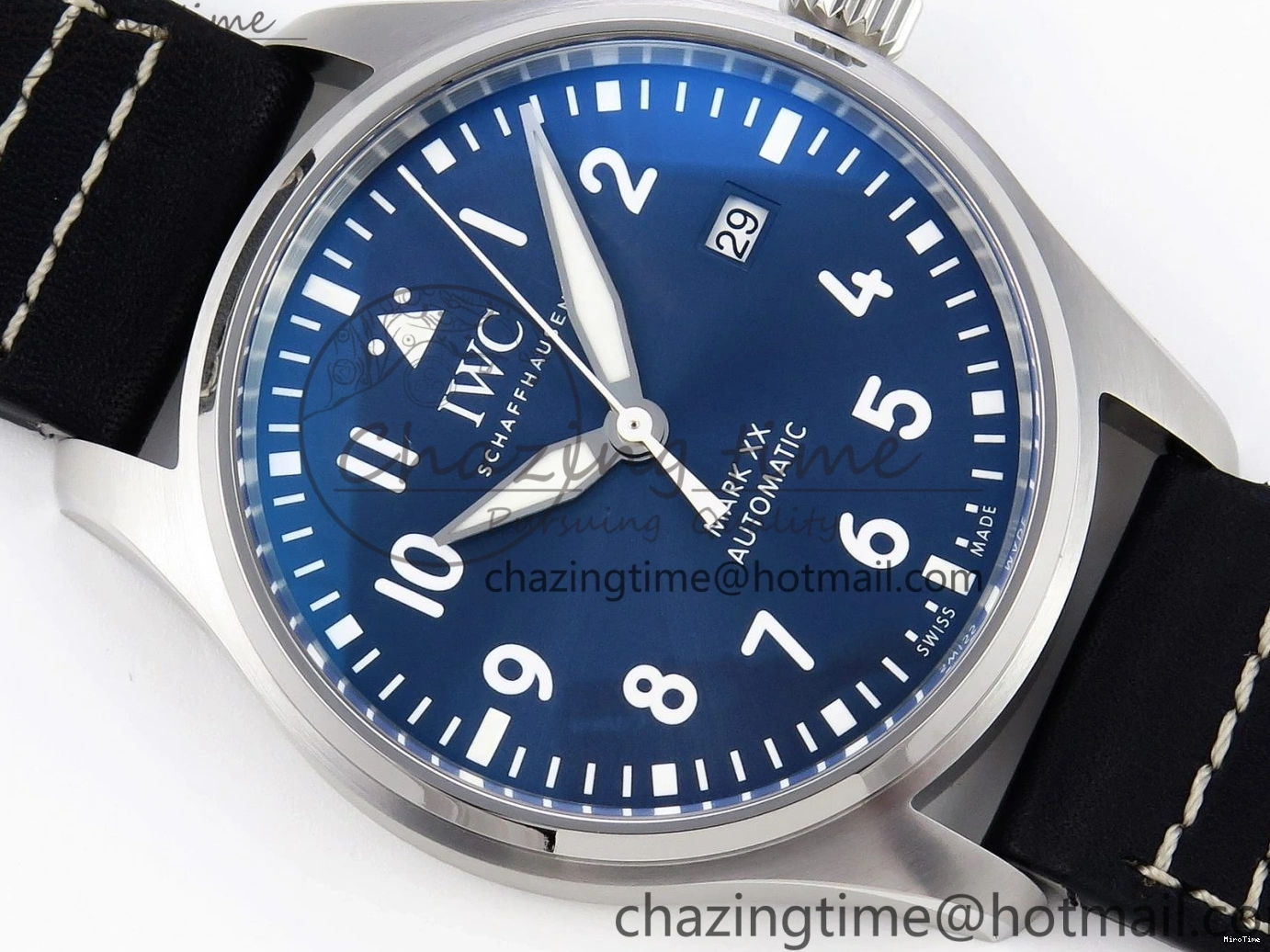 MIROTIME 1231 Pilot Mark XX IW328203 ZF 1:1 Best Edition Blue Dial on Dark Blue Leather Strap A Snug 7024